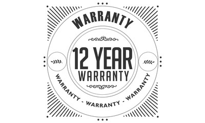 Obraz premium 12 years warranty icon vintage rubber stamp guarantee