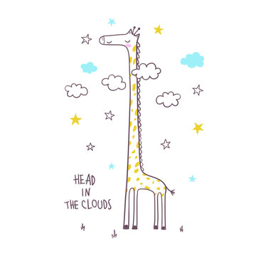 Cute giraffe. Vector illustration for kids