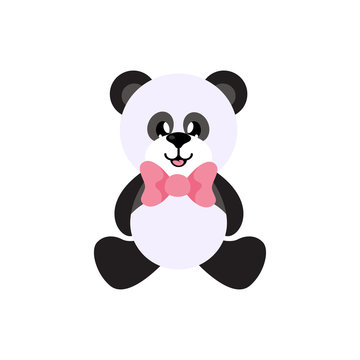 cartoon panda vector sitting with tie