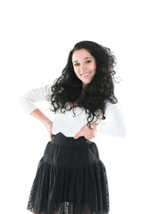 portrait of young business woman on white background