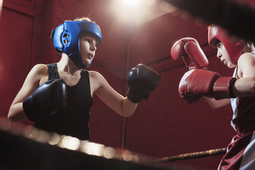 Boys training in the boxing ring