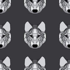 Geometric wolf seamless pattern
