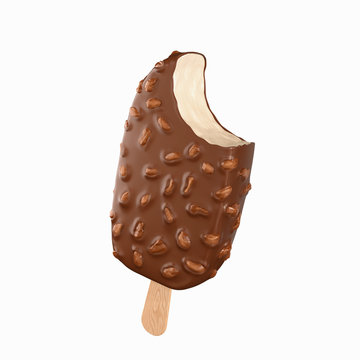 Chocolate ice cream bar with nut or almond