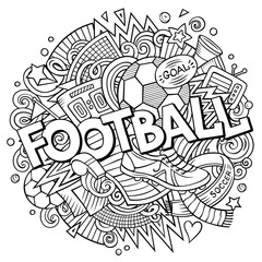 Cartoon cute doodles hand drawn Football illustration