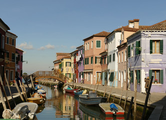 Fototapeta na wymiar Italy, Venice, colorful houses on a canal on the island of Burano
