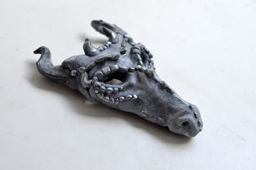 Gray and silver dragon mask 