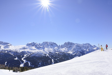 view of the Alps mountains with snow