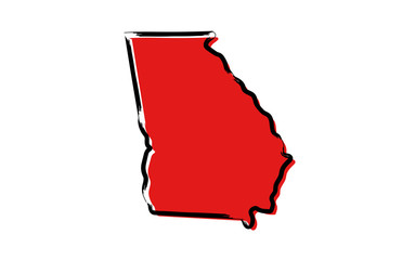 Stylized red sketch map of Georgia (USA)
