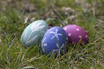 Nest of natural-colored Easter eggs