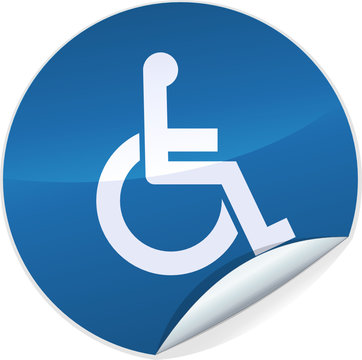 Sticker rond handicap&eacute; (bleu)