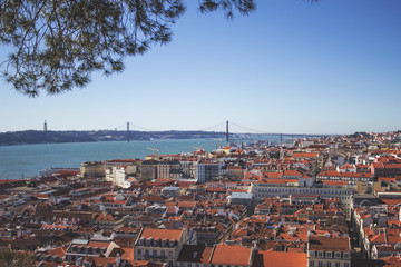 Landscape of Lisbon on sunny day