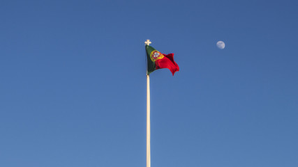 Waving flag of Portugal on the wind