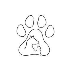 An icon of pets painted in ink on a white background