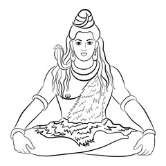 Hindu God Shiva. Vector illustration.