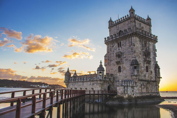 Fototapeta na wymiar Belem Tower Torre de Belém in Lison Portugal