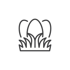 Easter eggs in grass outline icon. linear style sign for mobile concept and web design. Happy Easter Holiday simple line vector icon. Symbol, logo illustration. Pixel perfect vector graphics