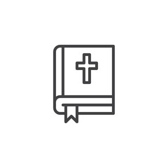 Bible outline icon. linear style sign for mobile concept and web design. Holy bible book with bookmark simple line vector icon. Symbol, logo illustration. Pixel perfect vector graphics