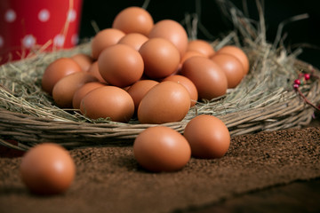 eggs in a basket retro rustic