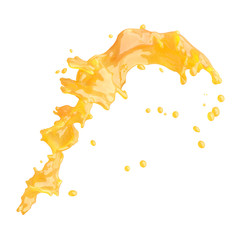 Healthy fresh tropical juice or smoothie splashes with droplets isolated on white background. Orange, mango, pineapple, tangerine, papaya fruits juice drink liquid swirl. 3D illustration	