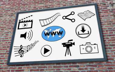 Social information sharing concept on a billboard