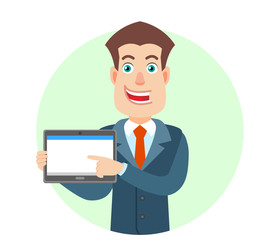 Businessman using tablet PC