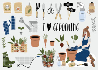 Gardening tools set. Spring time - 198196467
