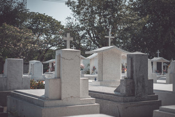 Cross on tomb in Chinese Christian cemetery