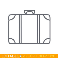 Line icon suitcase, isolated on white. Editable line sketch icon. Stock vector illustration.