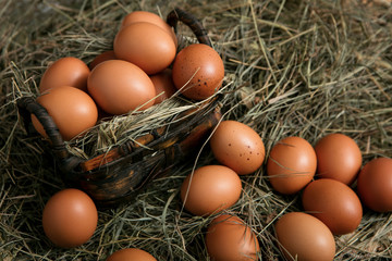 eggs in a rustic basket