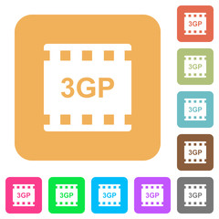 3gp movie format rounded square flat icons