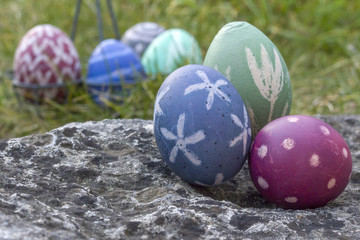 Nest of natural-colored Easter eggs
