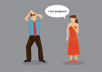 Shocked Over Pregnancy News Cartoon Vector Illustration