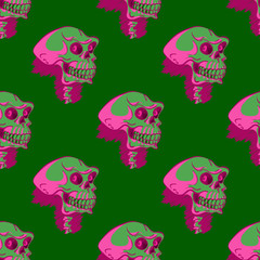 Scary skull seamless pattern. Original design for print or digital media.