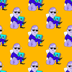 Quirky businessman seamless pattern. Original design for print or digital media.