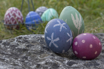 Nest of natural-colored Easter eggs