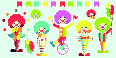 Clowns. Vector set © tati_gavrish