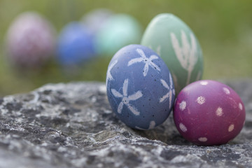 Nest of natural-colored Easter eggs