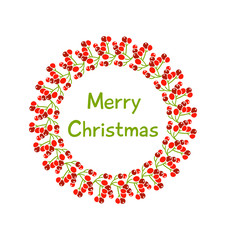 A beautiful Christmas wreath with a red holly.