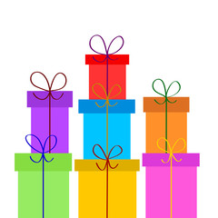 Christmas or birthday gift boxes on white, stock vector illustration
