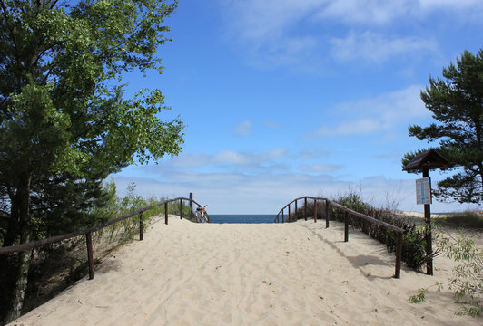 Entrance to the beach in Sobieszewo in Gdańsk, Poland