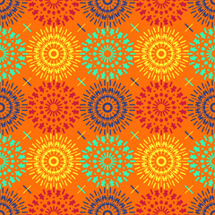 Mechanical flower symmetry seamless pattern. Suitable for screen, print and other media.