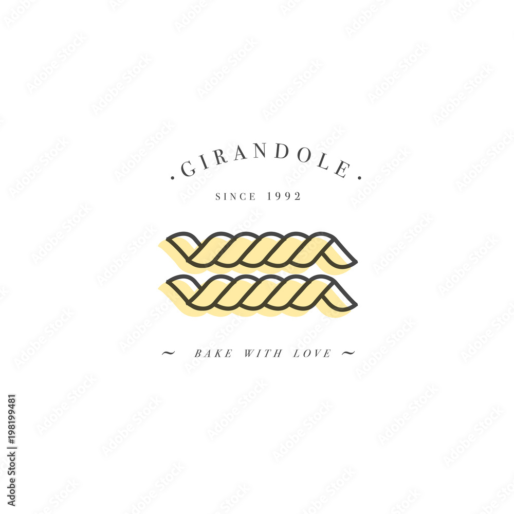 Wall mural italian pasta. girandole. hand drawn illustration isolated on a white