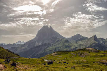 View of the Pic du Midi d'Ossau in the French Pyrenees