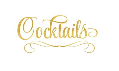 Raamstickers Cocktail Cocktails - Schriftzug in Gold