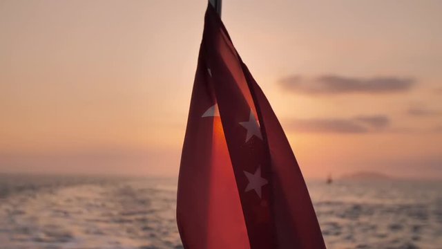 Chinese red flag flutters in wind