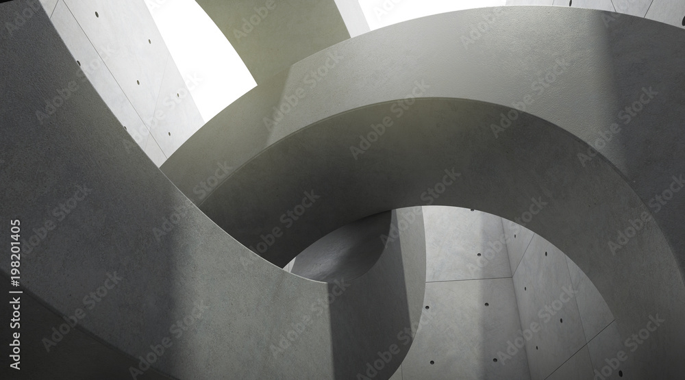 Leinwandbilder abstract of architecture space with rhythm of circle concrete block and light and shadow of the sun,