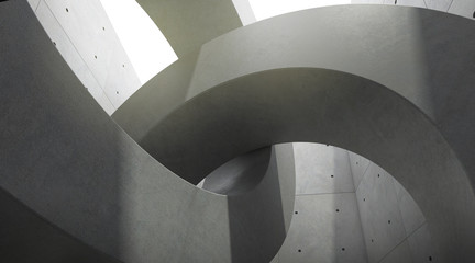 Abstract of architecture space with rhythm of circle concrete block and light and shadow of the...