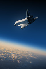 Space Shuttle Landing In The Blue Sky