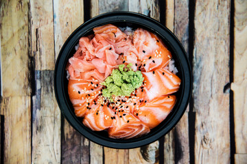 japanese food Mix Sashimi Chirashi Rice Bowl