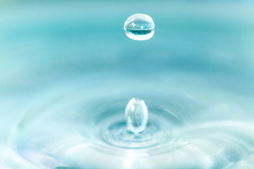 Blue waterdrop from close perspective